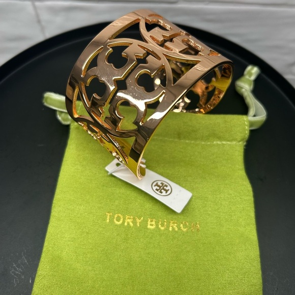 Tory Burch Rose Gold Miller T Logo Cuff Bracelet NWT Dust Bag Included - Picture 8 of 8